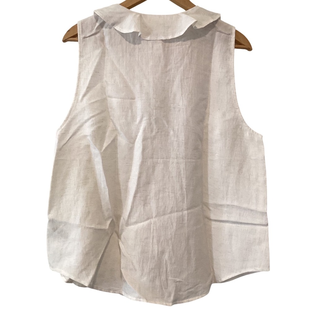 Cloth and Stone Cream Ivory Tie Front Ruffle Sleeveless Top XL NWT - Picture 7 of 8